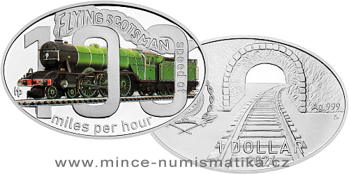 Stříbrná mince Slavné parní lokomotivy - Flying Scotsman